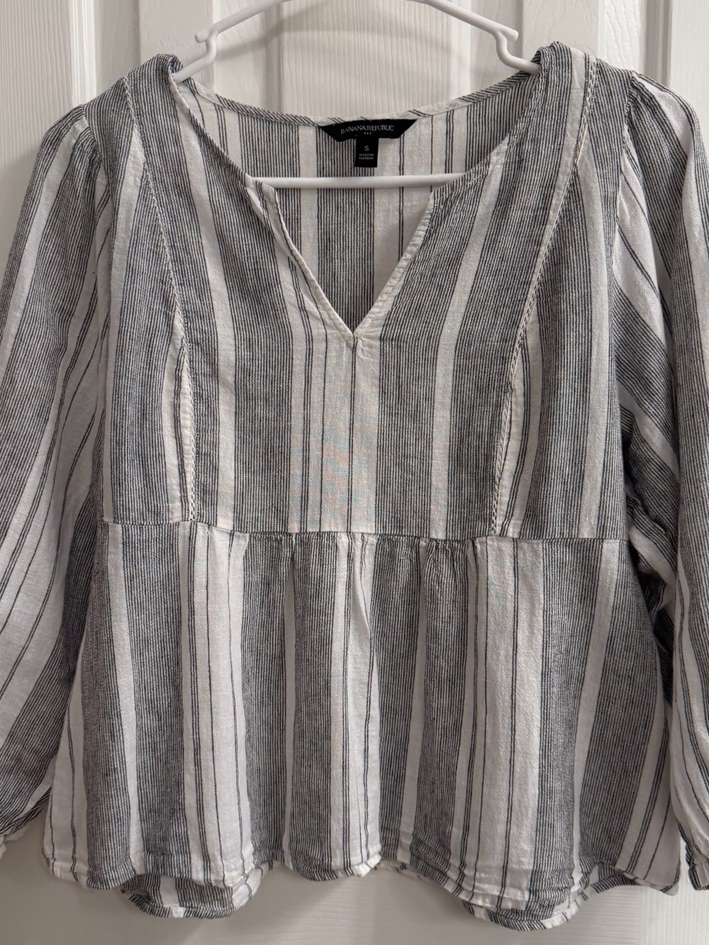 Banana Republic Black & White Striped Peplum Tunic